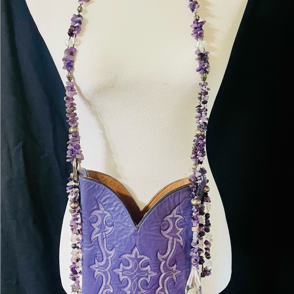 Vintage Western Custom Purple Beaded Women's Bag